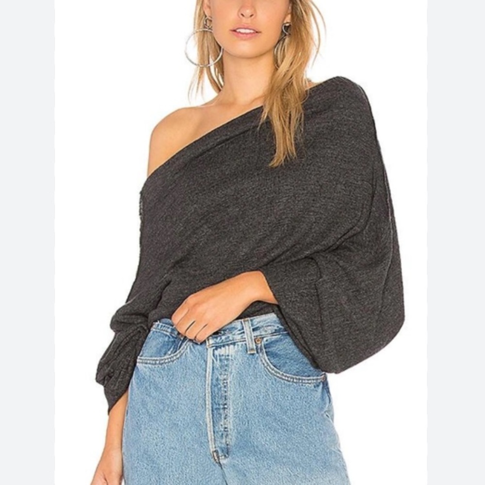 Free People Charcoal Long Sleeve Top